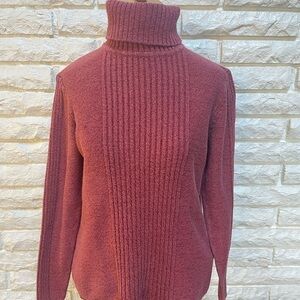 𝅺SUNDANCE Toasty Cowl ribbed turtleneck sweater rust M L
